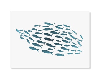 Groups of Sea Fish Stencil reusable