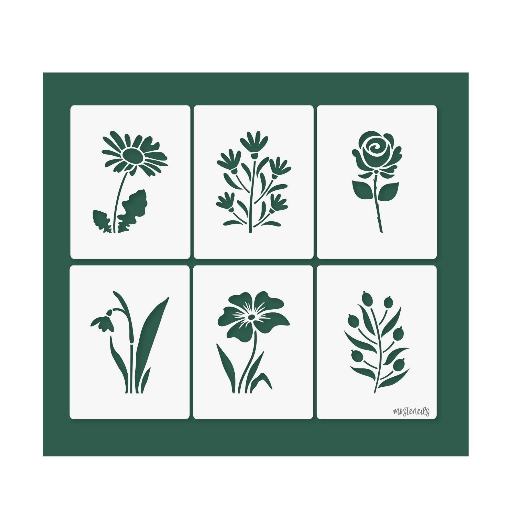 flower-no06-stencil-6pack-reusable-etsy