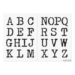 Typewriter Font high 5 cm A to Z Two Mylar Stencils DIN A4 | 350micron