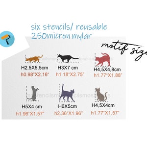 Katze Schablone 6Pack wiederverwendbar small size