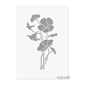 Flower Floral Stencil Reusable motif size 8.66&quot; x 4.92&quot; 22X12,5 cm
