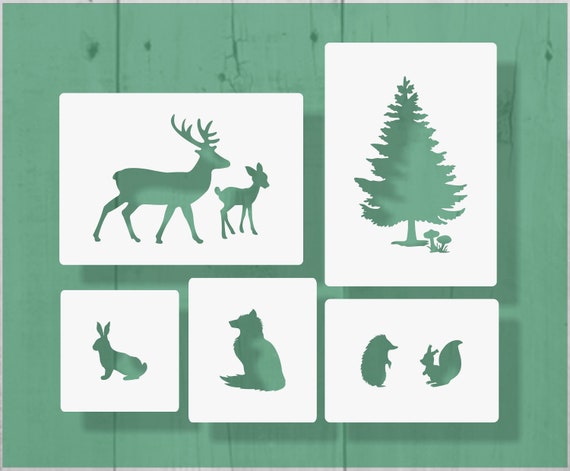 Deer with Tree Reusable Flexible Plastic Stencil 