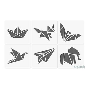 Motifs origami Largeur 10 cm Six pochoirs réutilisables