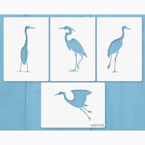 Vogel Reiher Vier Schablonen wiederverwendbar