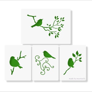 Bird On Branch Stencil 4Pack Reusable