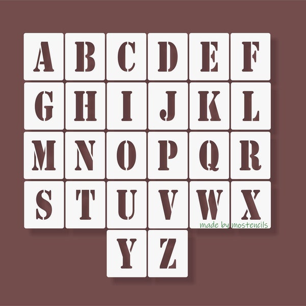 Alphabet 01 Stencil Set A to Z