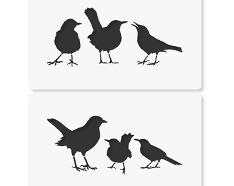 Bird Blackbird Silhouette Stencil 2Pack