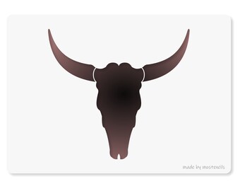 Bull Head Silhouette Stencil Reusable