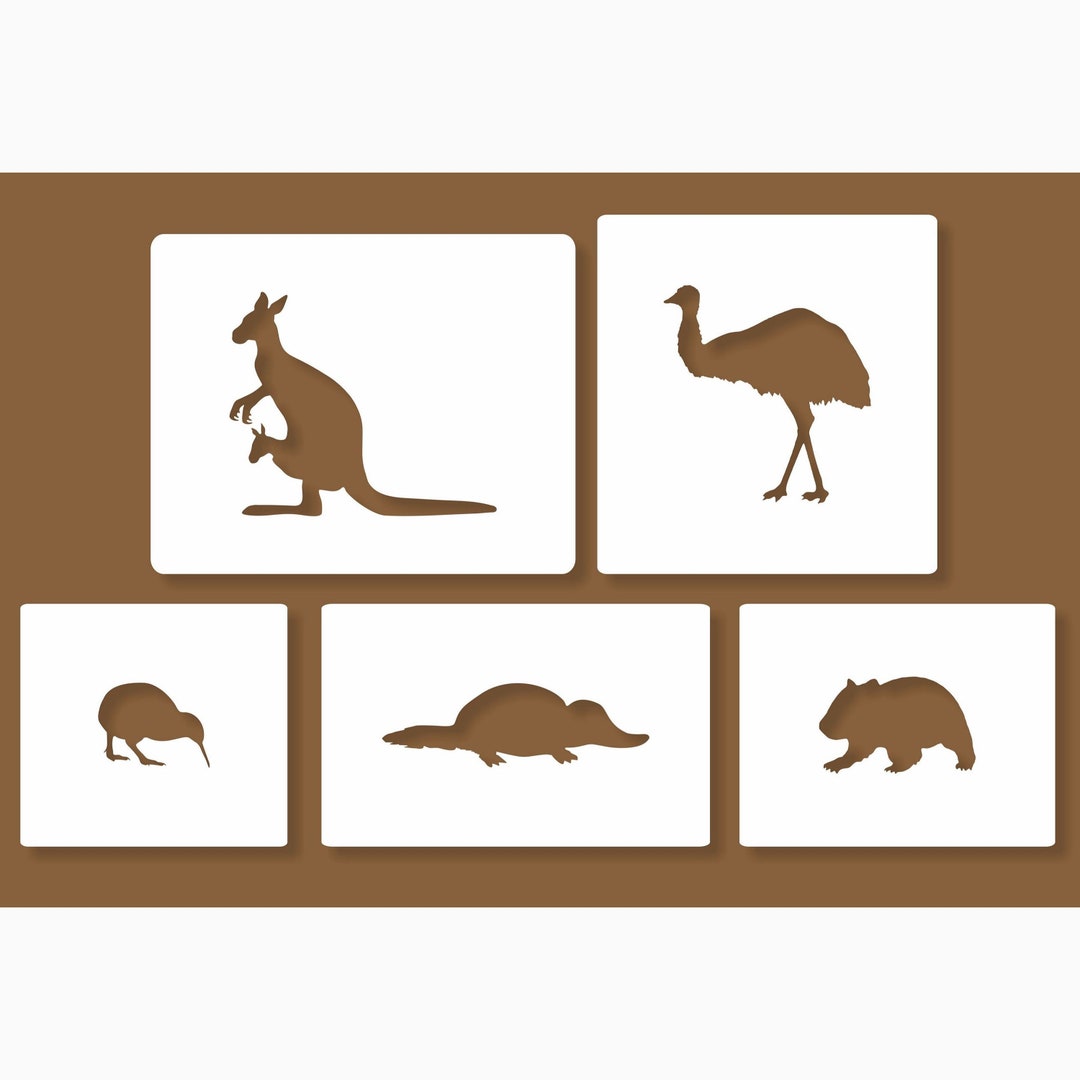 Australian Animals Stencil 5pack Etsy