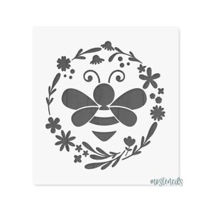 Bee Floral Stencil Reusable motif size 6.69&quot;X6.29&quot; 17X16cm