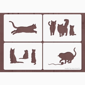 Cats 05 Stencil 4Pack Reusable