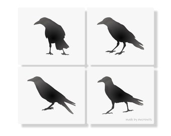 Crow Raven Stencil 4Pack Reusable