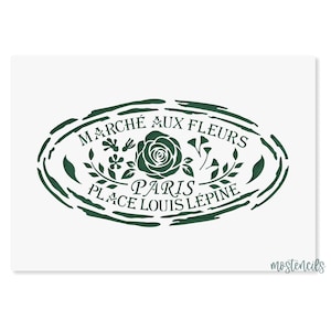 Flower Market Shabby Chic Stencil Reusable motif size 4.92&quot;X9.64&quot; 12,5X24,5cm Commercial Use