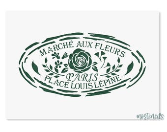 Flower Market Shabby Chic Stencil Reusable motif size 4.92&quot;X9.64&quot; 12,5X24,5cm Commercial Use