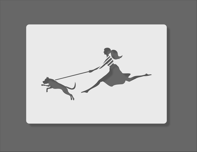 Frau mit Hund Silhouette Schablone Etsy