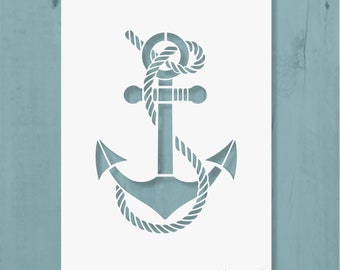 Anchor With Rope Stencil Reusable