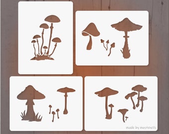 Mushrooms 02 Four Stencils A6, Reusable