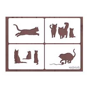 Cat Four Stencils Reusable