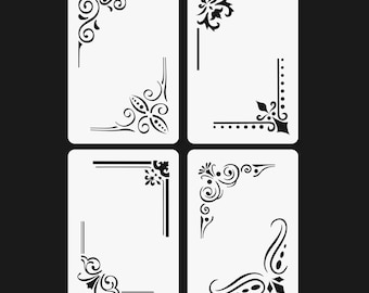 Corner Ornament Four Stencils Reusable Commercial Use