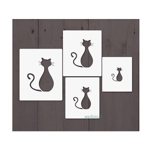 Cute Cat Four Stencils Reusable