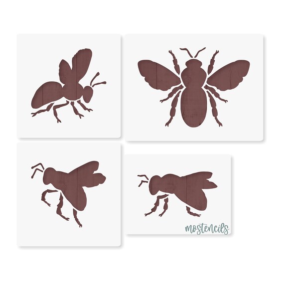 4-teiliges Bienenwaben Schablonen Set - Wiederverwendbare Malvorlagen