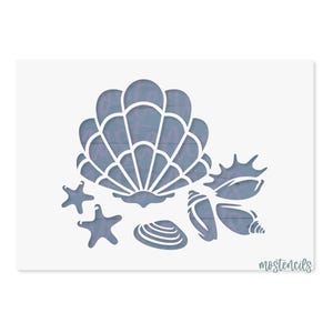 Pochoir motif coquillage, dimensions 17 x 20,5 cm