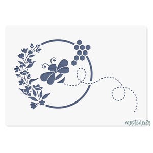 Honey Bee Stencil Reusable motif size 5.9&quot;x10.03&quot;   15X25,5cm