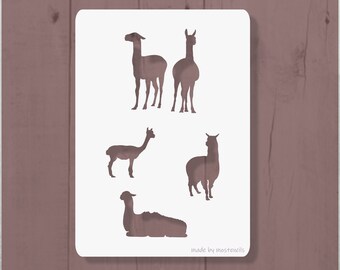 Alpaca llama Silhouette Stencil A4 Reusable