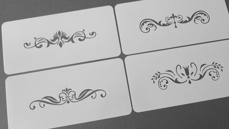 Border damask stencil 4Pack
