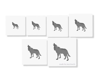 Wolf Silhouette Stencil 6Pack Reusable