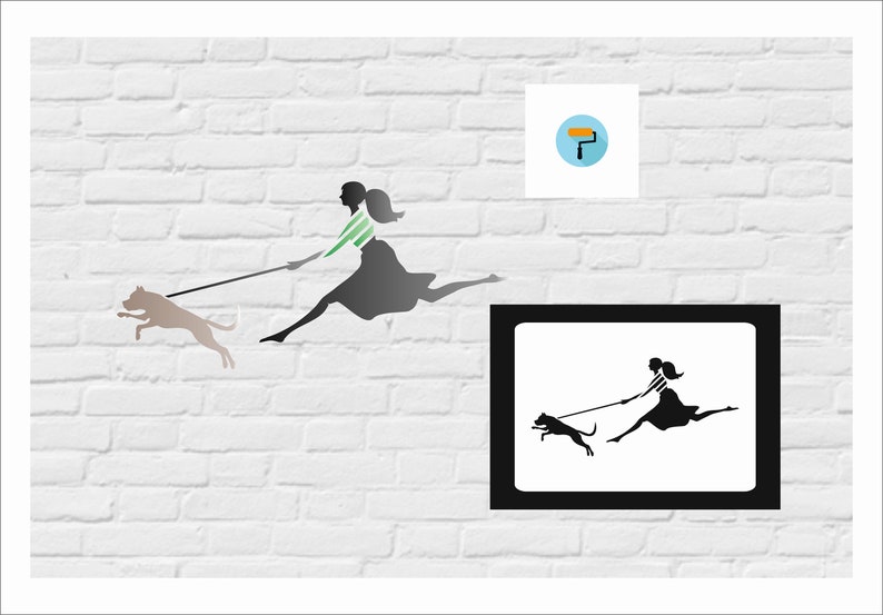 Frau mit Hund Silhouette Schablone Etsy