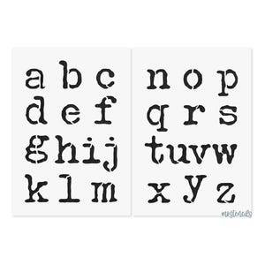 Typewriter Font high 5 cm a to z Two Mylar Stencils DIN A4 | 350micron