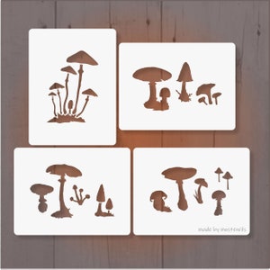 Mushrooms 03 Four Stencils A6, Reusable