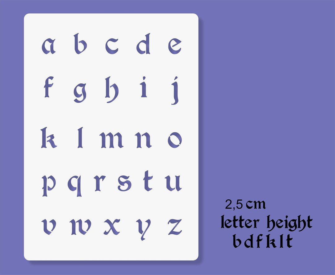 Gothic Font Stencil A4 H 25 Cm A-z - Etsy Australia