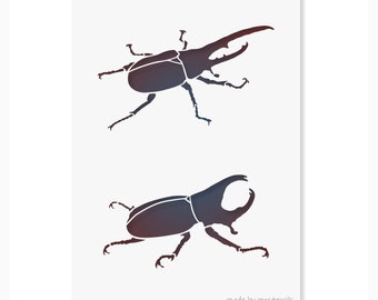 Horned Beetle Silhouette Stencil A4 Reusable