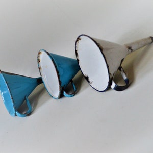 vintage enamel funnel for kitchen decoration