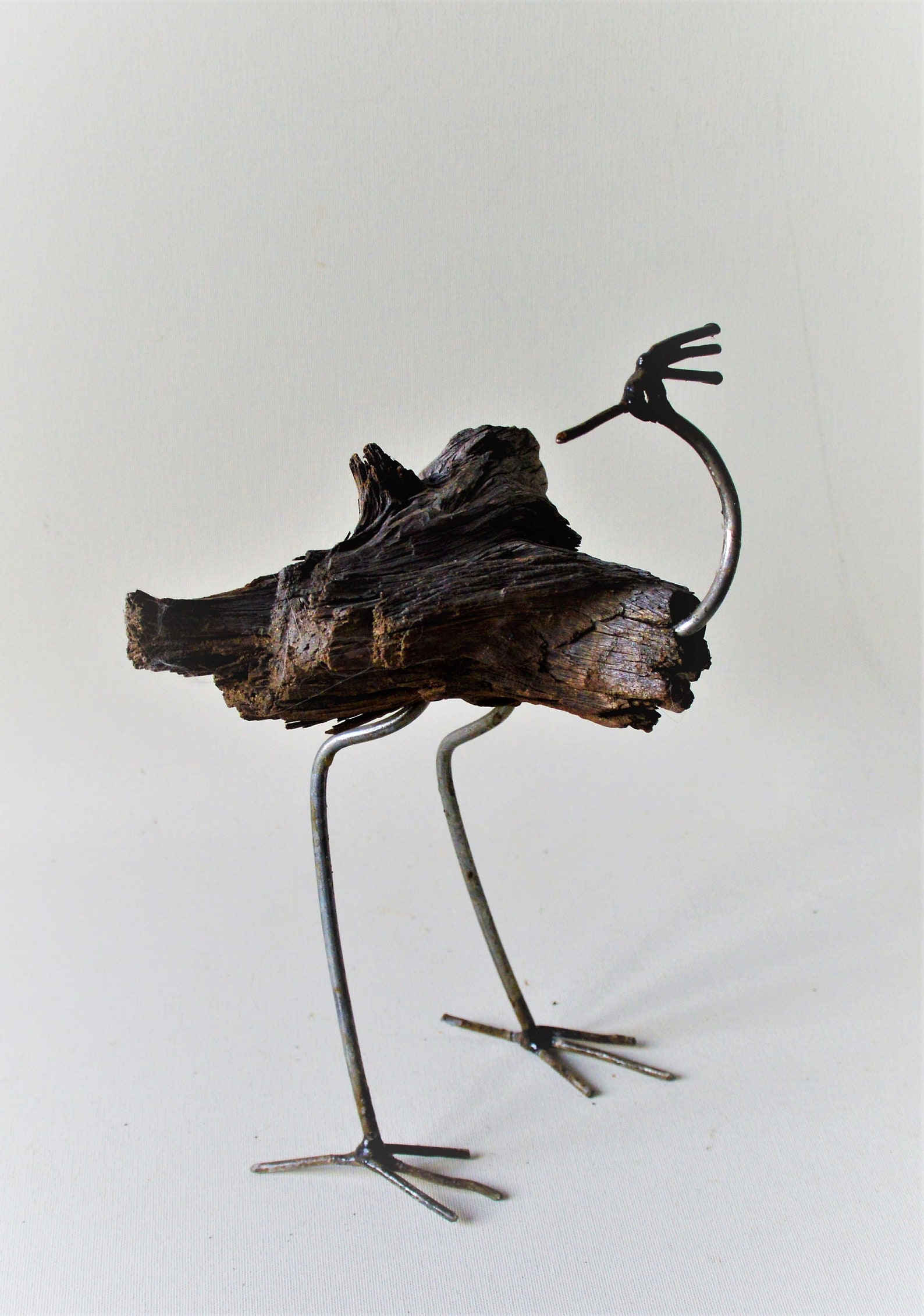 Bird sculpture made of driftwood driftwood art garden Etsy