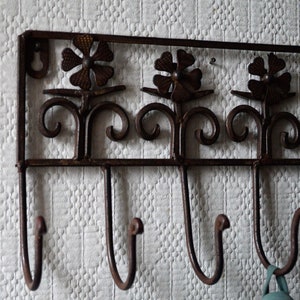 Sturdy metal hook rack made of wrought iron image 3