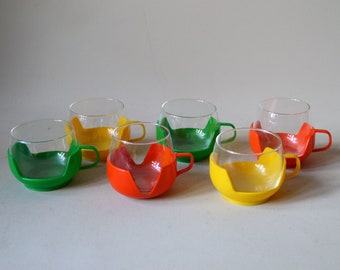 6 old tea punch glasses from the 70s