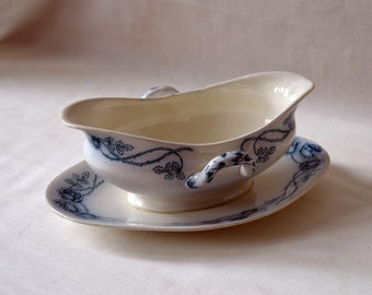 Vintage Fajance gravy boat, old porcelain from London, English porcelain