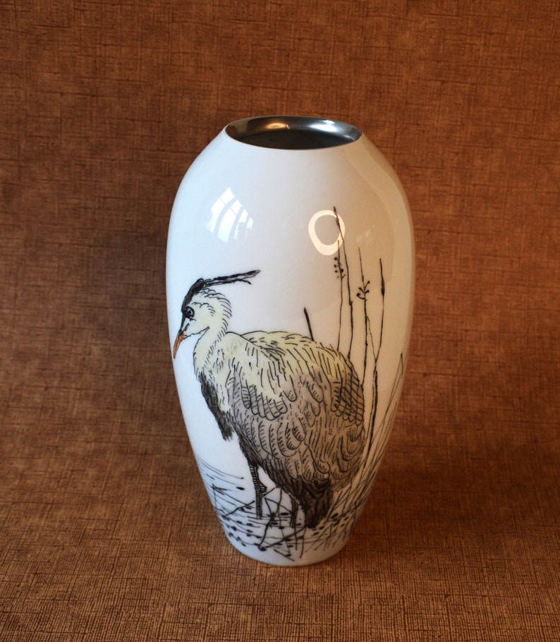 old porcelain vase 1986 hand painted image 1