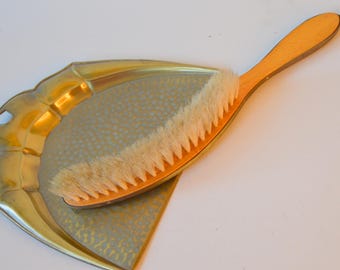 Old brass dustpan and brush set, 1950s-1960s