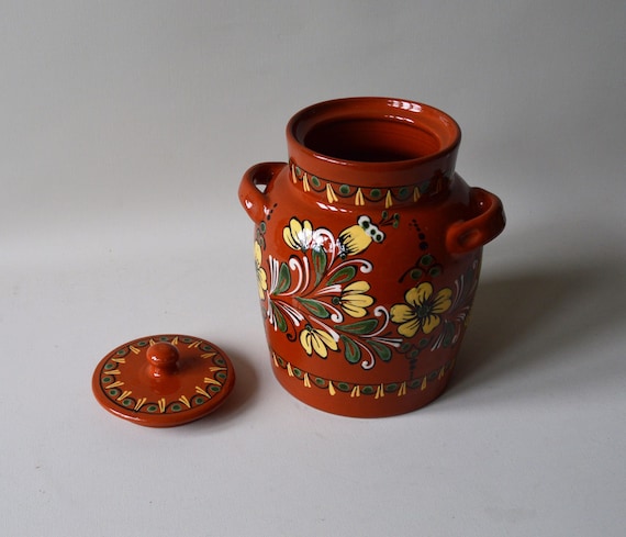 alter Krug Handbemalt in Ethno Style, vintage Ethno Keramik,