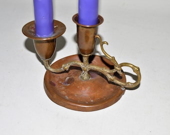 antique candelabra made of brass and copper
