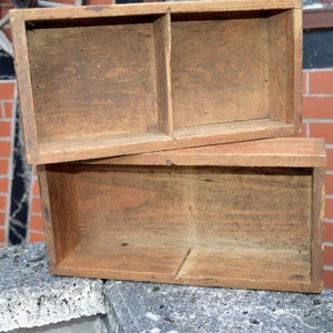 Old wooden boxes with compartments, vintage drawers