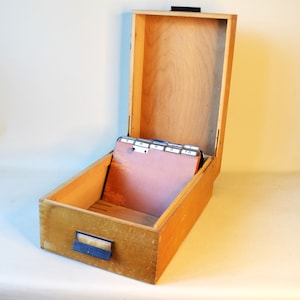 Caja de índice antigua muy grande, caja de oficina, caja de madera, oficina vintage