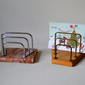 Portalettere o portatovaglioli vintage con base in marmo o teak