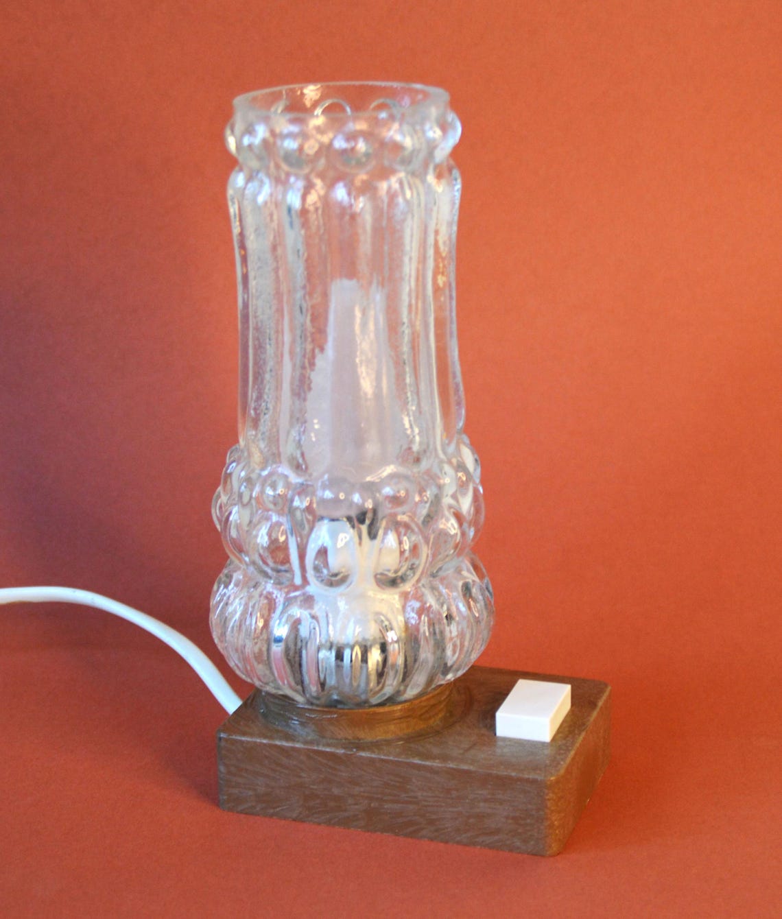 tolle Mid-Century Nachttischlampen mit Glasschirm, foto 1 di 5