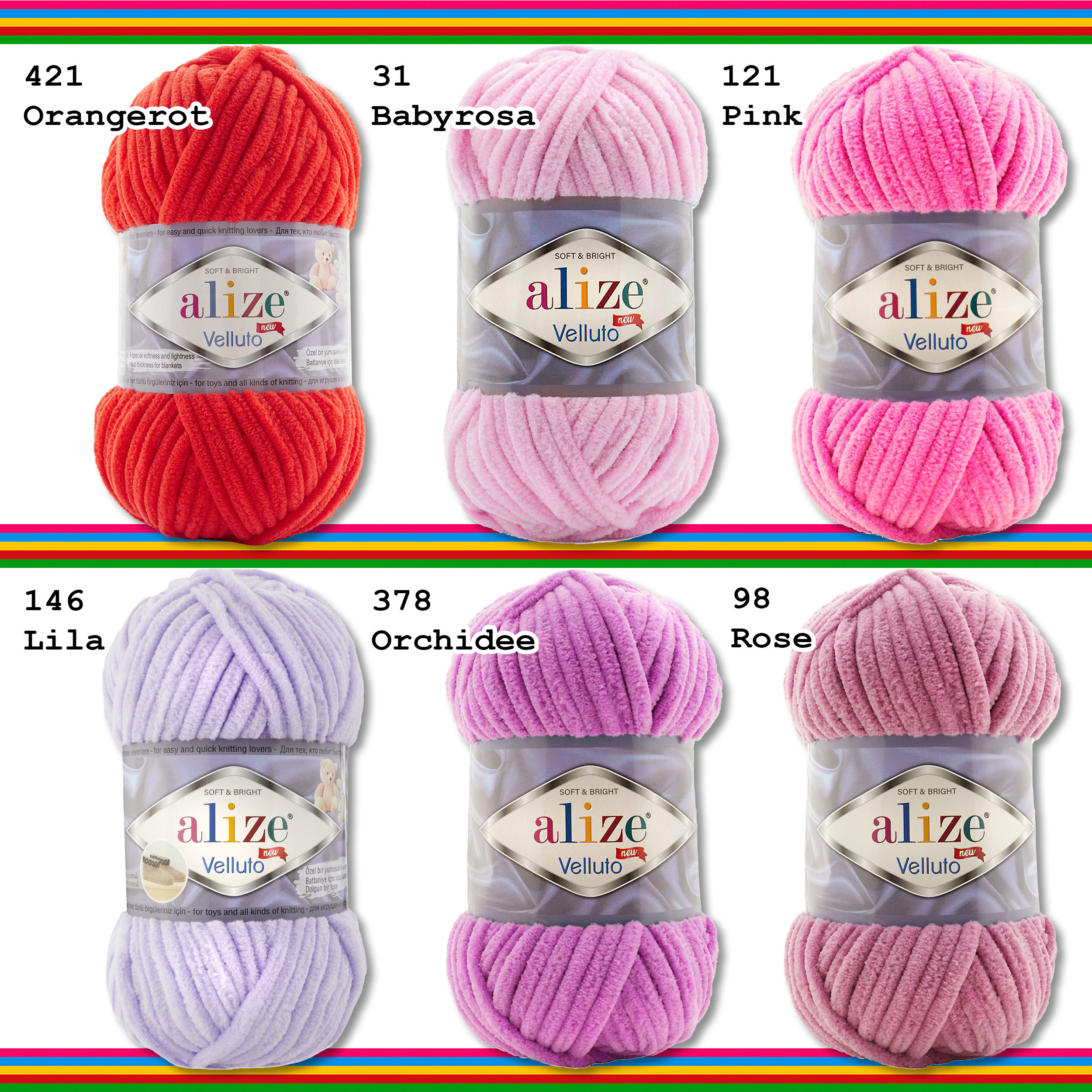 Hobby YARN Alize 5x 100 g Velluto Turkse wol, super bulky chenillegaren, knuffelzacht, babywol, handbreigaren om te haken, zacht chenille-garen, XXL-bol voor Amigurumi (rood, 56