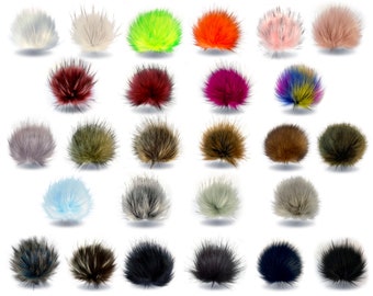 Pompón de pelo sintético con hilo 15 - 17 cm pompón de pelo pompón de pelo para colgante de sombrero 26 colores a elegir